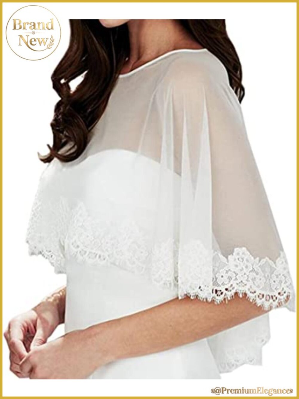 Women Lace Shawl Wrap Bride Embroidered Tulle Wedding Dress Cover Up